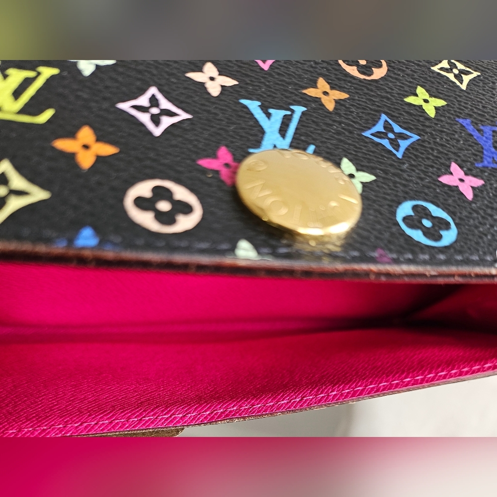 Louis Vuitton Black Murakami Monogram Multicolore Long Sarah Wallet - Picture 9 of 10